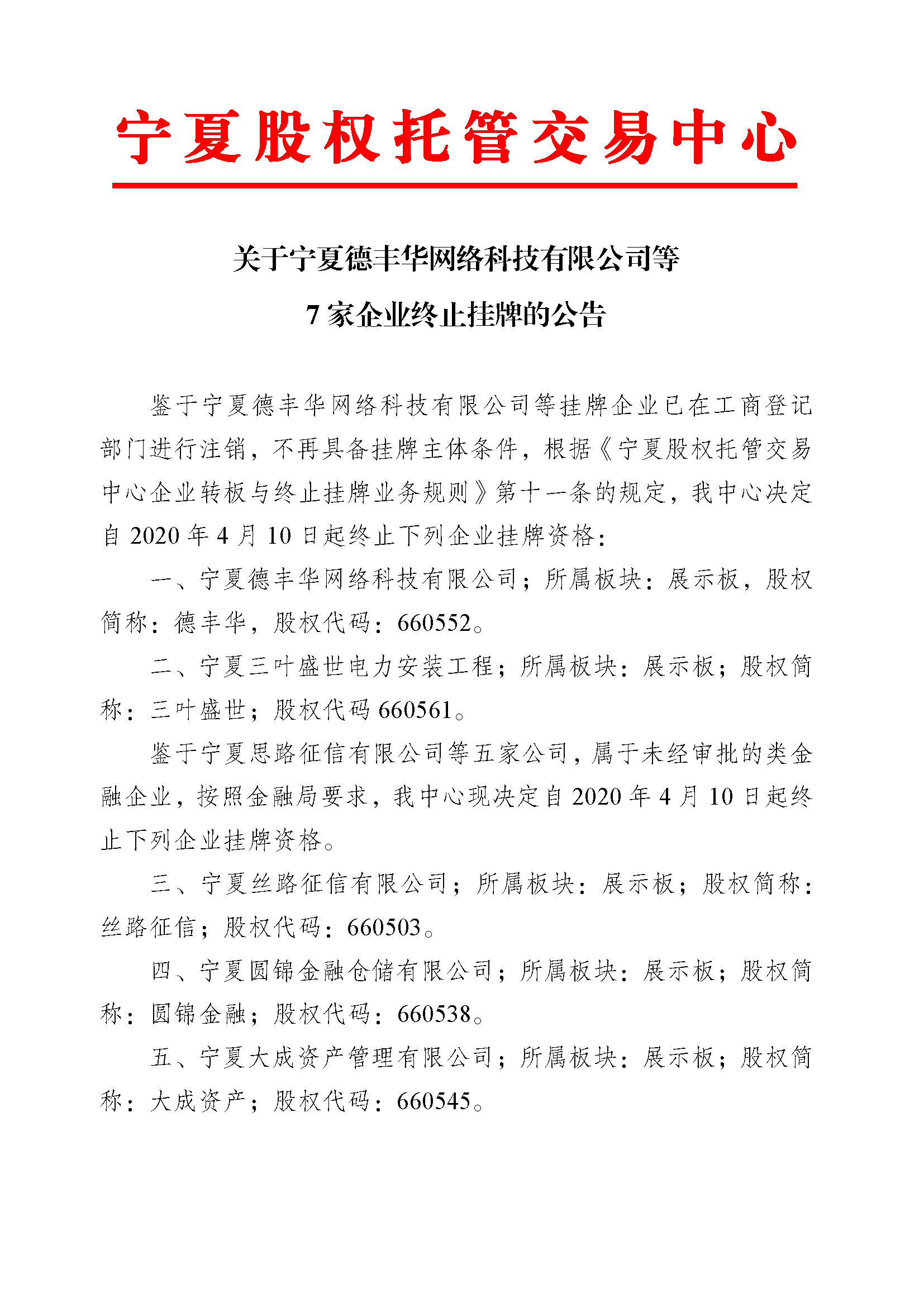 关于宁夏德丰华网络科技有限公司等七家企业终止挂牌的公告_页面_1.png